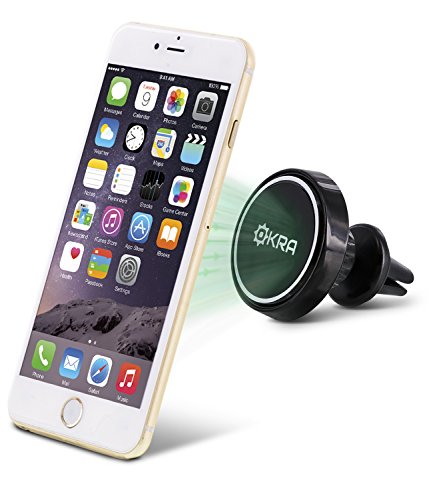 Okra Universal MagnetMount XL 360 Degree Rotating [Extra Large Surface] Magnetic Air Vent Car Mount Holder for iPhone 6s Plus 6 5s, Galaxy S6 Edge S5 S4 & All Android Smartphones Cell Phones Phablet