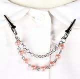 Hey Viv ! Candy Pink Pearl & Chain Sweater Guard - Vintage Style
