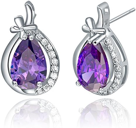 18k White Gold Gemstone and Cubic Zirconia Stud Earrings