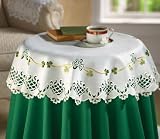 Round Tablecloth W/ Embroidered Shamrocks by Collections Etc