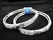 2 American Diamond Accented Silver-tone Bangles Bracelet Jewelry India