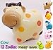 WitnyStore Piggy Bank Ceramic 12 Zodiac Handmade Paint Coat Decor Collect coin Quality Cute (Cow)