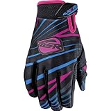 MSR Racing Starlet Youth Girls MX/Off-Road/Dirt Bike Motorcycle Gloves w/ Free B&F Heart Sticker Bundle - Pink/Cyan / X-Large