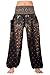 Bangkokpants Women's Yoga Pants Boho Peacock Design Luxury Black US Size 0-12