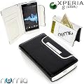 Numia Bookstyle Handytasche Sony Xperia S LT26i / Ericsson Xperia ARC HD mit Magnetverschluss + Trageband Schwarz Wei�