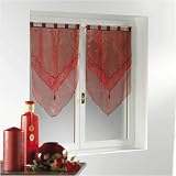 2 voilages organza frou-frou bourgogne griotte 60x120cm
