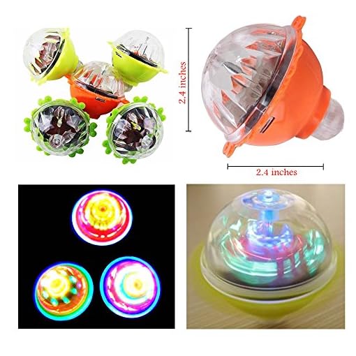 Toy Cubby Lightup Flashing LED Spinning Top Glowing Lights Rotating