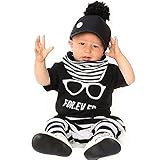 MIOIM 欧米風ベビー服 上下セット シャツ アルファベットパターン メガネ柄 男女兼用 Tシャツ+パンツ 2点セット かわいい クール 綿