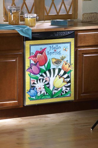 Best Price Hello Spring Flowers & Cat Dishwasher Magnet Cover by Winston Brands