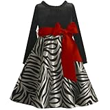 IMAGE OF Size-6 BNJ-8793X BLACK WHITE RED SATIN SIDE BOW ZEBRA ANIMAL PRINT VELVET TAFFETA Christmas Holiday Pageant Party Dress,X38793 Bonnie Jean LITTLE GIRLS