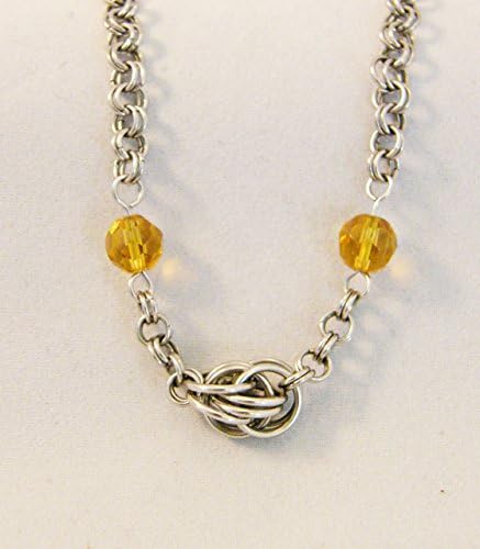 Stainless Steel 17" Necklace with Faceted Czech Glass Beads