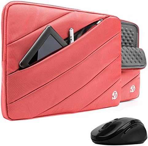 VanGoddy JAM Sleeve PRO Padded Nylon Quilted Cover PINK MAGENTA for Apple MacBook Pro 13' Retina / MacBook Air 13 inch + Black Wireless Mouse