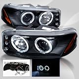 02 03 04 05 06 GMC Yukon Denali, Sierra Halo Projector Headlights - Black (Pair) by Atomic