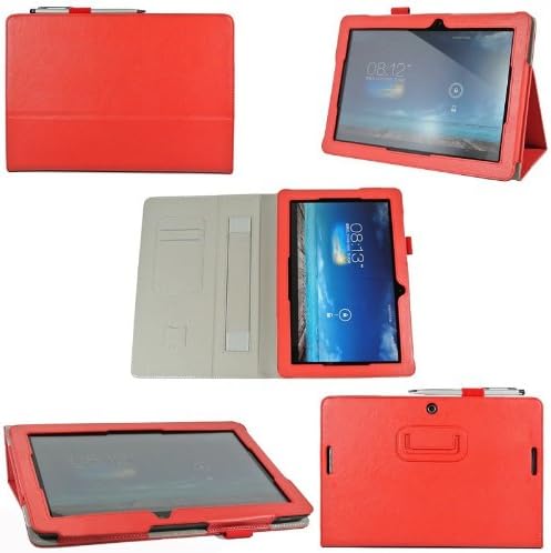 kmbuy - New ASUS MeMO Pad 10 ME102A Protective Case with bonus stylus pen - Flip Stand synthesized leather Cover Skin for ASUS MeMO Pad 10 Tablet (ME102A) (Red)