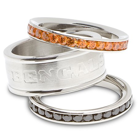 Stainless Steel Cincinnati Bengals Team Logo Ring Set
