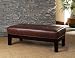 Coffee Table Leather Bench Ottoman Top Grain Leather Button Tufted