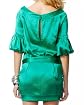 Silk Belted Puff-Sleeve Dress Product Image