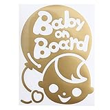ゴールド（金） Baby on board〈子供〉ステッカー 窓ガラス用シールタイプ 赤ちゃん 車の後ろ 妊婦 安心 安全 ※吸盤・マグネットタイプではありません 取付簡単 赤ちゃんが乗っています 可