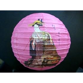 Kimono Girl Paper Lantern - Red/Pink