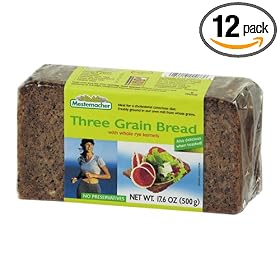 Mestemacher Three Grain Bread, 17.6-Ounce Packages (Pack of 12)