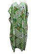 Boho Kaftan Green Paisley Printed Resort Wear Long Caftan for Womens