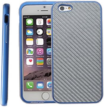 Carbon Fiber Iphone 6 Plus Case,Surplus Wind Carbon Fiber Case for iPhone 6 plus Space Aluminum Metal Arc Cover Case for Apple Iphone 6 Plus 5.5 inches (blue white)