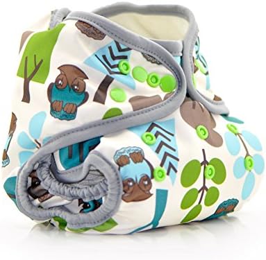 Jinobaby Cloth Diaper Duo Wrap Snaps, Owl , Size One(3-24months)