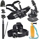 EEEKit 5in1 Accessories Starter Kit for SportShot Full HD 1080P 12 MP/Shot2 12 Megapixel Action Cam,Head Strap,Floaty Grip Pole and Chest Harness