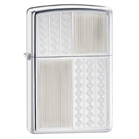 Zippo High Polish Diamond and Stripes Chrome Lighter