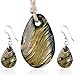 Gold Foil Black Multicolored Oval Pendant Earring