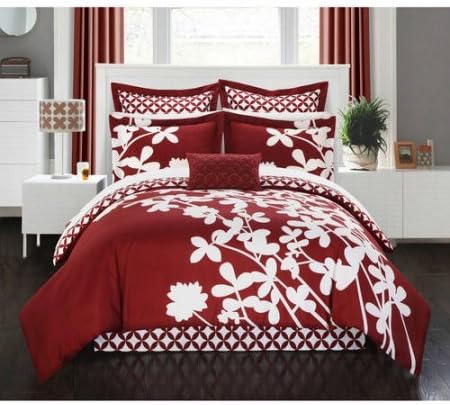 Ayesha 7-Piece Bedding Comforter Set (King) - Red