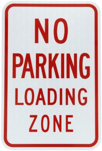 Zing Green Products 2271 Recycled Aluminum "No Parking Loading Zone" Sign, Engineer Grade Prismatic, 18" Length, 12" Width