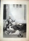 1892 EASTERN LULLABY WOMAN SINGING MUSIC MAN FINE ART