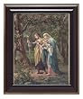 Holy Family in Gloss Walnut Wood Frame with Gold Trim, 10.75" x 12.75" - MADE IN ITALY