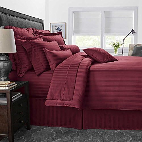 Aslan Trade Striped Double Filled Queen Plush Goose Down Alternative Bamboo Comforter, Red Burgundy