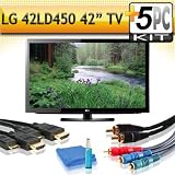 LG 42LD450 42" 1080p LCD HDTV with 5pc Hook Up Kit (2 6FT Hdmi Cables,6FT Audio Interconnect Cable ,6FT Component Cable, TV Cleaning Kit)