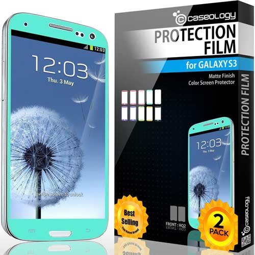Galaxy S3 Screen Protector, Caseology [HD Clarity] Samsung Galaxy S3 Screen Protector [2-Pack] [Turquoise Mint] [3-Month Warranty] Color Film [Crystal Clear] Front Screen Protection Galaxy S3 Screen Protector (for Samsung Galaxy S3 Verizon, AT&T Sprint, T-mobile, Unlocked)