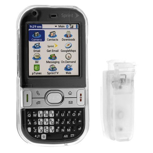 Palm Treo Centro 690 Smartphone Transparent Clear Crystal Snap On Case with Belt Clip