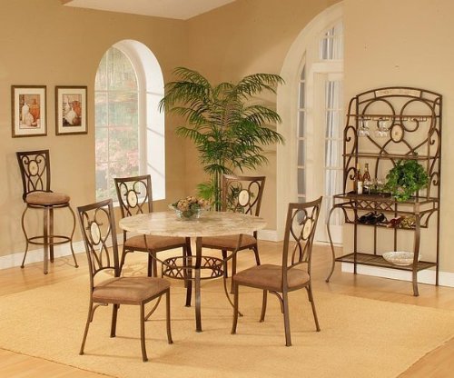 dining room, Hillsdale Brookside Rectangle 5-Piece, Dining Set, Oval Back Chairs, Brown Powder Coat Finish, Set Includes 1-Table and 4-Chairs