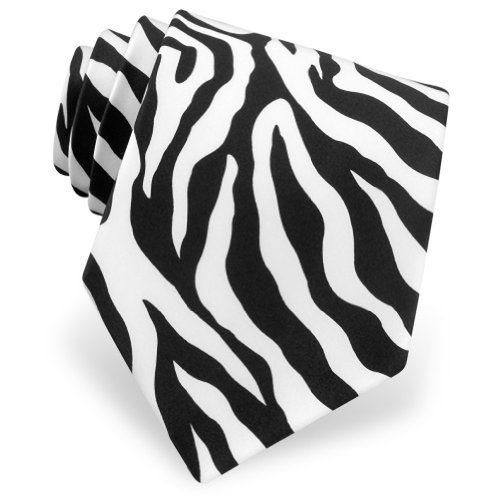 Men's Zebra Print Silk Tie by Wild Ties in Black