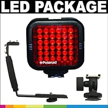 Polaroid Premium Package: Polaroid Studio Series Rechargeable IR Night Light 36 LED Light Bar + Polaroid Multi-Purpose Lighting Bracket (With 2 Shoe Mounts) With Molded Ergonomic Grip + Polaroid Swivel Bounce Lighting Shoe For Camcorders, Digital Cameras & SLR's