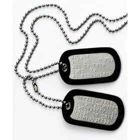 MILITARY DOG TAGS - Set of 2 personalised army style dog ID tags with ball chains & silencers<br>(READ DESCRIPTION TO SEE HOW TO ADD PERSONALISATION)