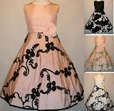 New Two Tone Ribbon Embroidered Dress (4 Colors Available) 2 to 12 Girls ~ Flower Girl