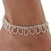 Rhinestone Drape Stretch Anklet Bracelet Austrian Crystal Silver Tone Ankle Clear