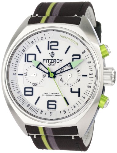 Fitzroy Men's F-C-S4F1 Black Chronograph Steel Automatic Fabric strap Watch