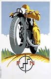 1925 Czech FN Motorcycle Poster by Vintage. Size 22.50 X 34.50 Art Poster Print on Canvas