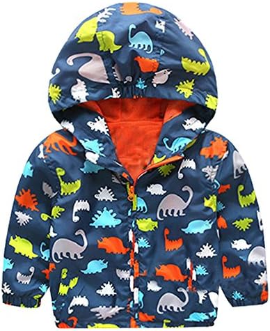Baby Boys' Dinosaur Long Sleeve Top Zip Hoodie Coat Outerwear Jacket(100,Navy)
