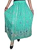 Sea Green Long Sequins Skirts Ankle Length Womens Boho Rayon Skirt