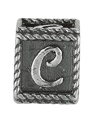 925 Sterling Silver Letter "C" Script Bead For Chamilia, Pandora, Biagi, Personality, Reflections And More Charm Bracelets