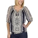 Mossimo&reg; Black Womens Smocked Neck Peasant Top - Black/Cream